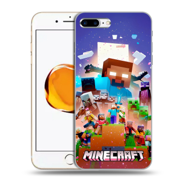 Силиконовый чехол на Iphone 7 Plus с принтом Майнкрафт Minecraft Силиконовый чехол на Iphone 7 Plus с принтом Майнкрафт Minecraft