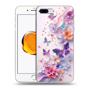 Силиконовый чехол на Iphone 7 Plus с принтом цветы бабочки Силиконовый чехол на Iphone 7 Plus с принтом цветы бабочки