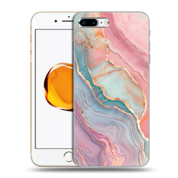 Силиконовый чехол на Iphone 7 Plus с принтом розовый мрамор Силиконовый чехол на Iphone 7 Plus с принтом розовый мрамор