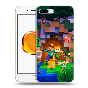 Силиконовый чехол на Iphone 7 Plus с принтом Майнкрафт Minecraft Силиконовый чехол на Iphone 7 Plus с принтом Майнкрафт Minecraft
