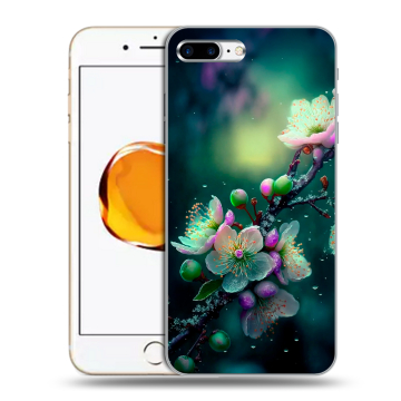 Силиконовый чехол на Iphone 7 Plus с принтом Цветы и мрамор Силиконовый чехол на Iphone 7 Plus с принтом Цветы и мрамор