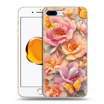 Силиконовый чехол на Iphone 7 Plus с принтом Цветы и бабочки Силиконовый чехол на Iphone 7 Plus с принтом Цветы и бабочки