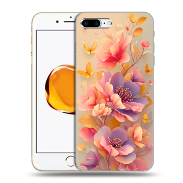 Силиконовый чехол на Iphone 7 Plus с принтом Цветы и бабочки Силиконовый чехол на Iphone 7 Plus с принтом Цветы и бабочки