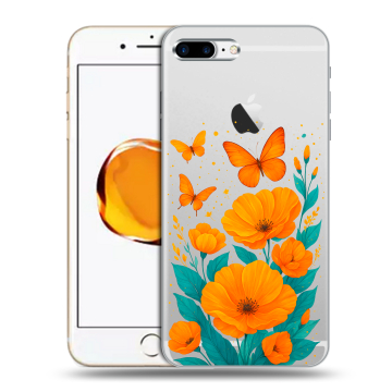 Силиконовый чехол на Iphone 7 Plus с принтом цветы бабочки Силиконовый чехол на Iphone 7 Plus с принтом цветы бабочки