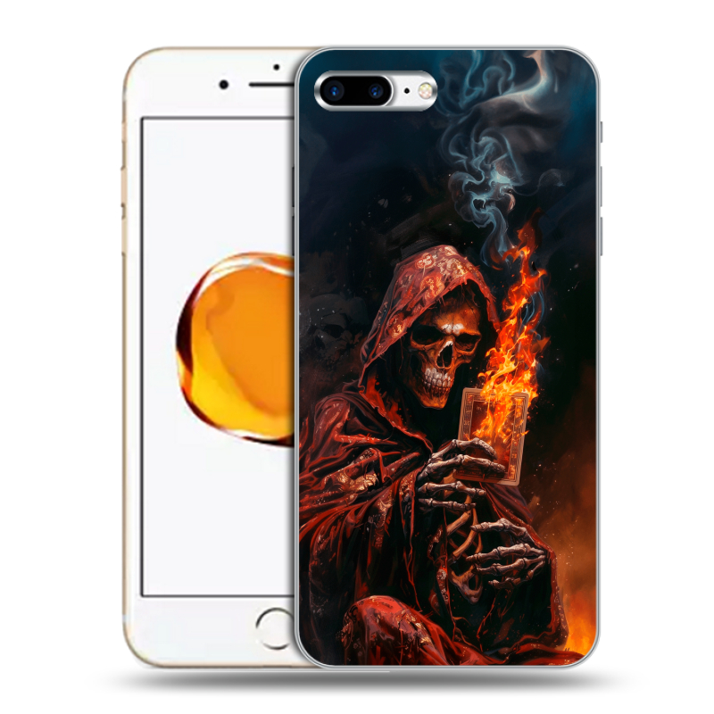 Силиконовый чехол на Iphone 7 Plus с принтом Скелет и карты Силиконовый чехол на Iphone 7 Plus с принтом Скелет и карты