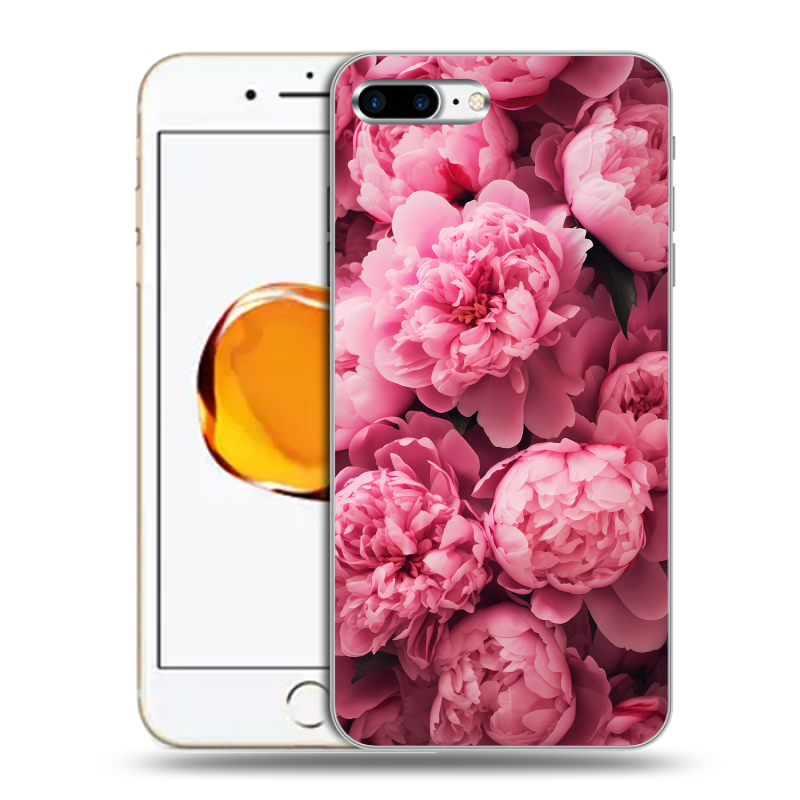 Пластиковый чехол на Iphone 7 Plus с принтом цветы пионы Пластиковый чехол на Iphone 7 Plus с принтом цветы пионы