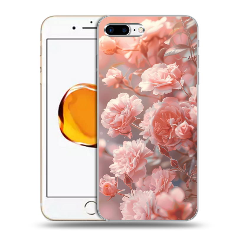 Силиконовый чехол на Iphone 7 Plus с принтом Розовые розы Силиконовый чехол на Iphone 7 Plus с принтом Розовые розы