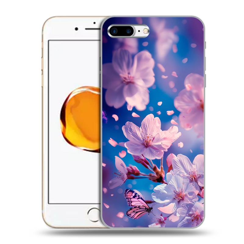 Пластиковый чехол на Iphone 7 Plus с принтом цветы бабочки Пластиковый чехол на Iphone 7 Plus с принтом цветы бабочки