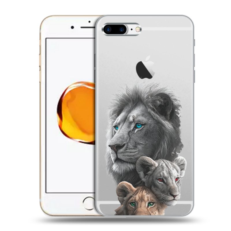 Пластиковый чехол на Iphone 7 Plus с принтом Львы Пластиковый чехол на Iphone 7 Plus с принтом Львы