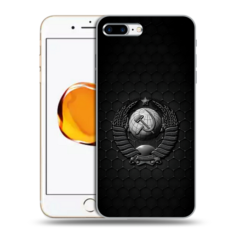 Силиконовый чехол на Iphone 7 Plus с принтом Герб Флаг СССР Силиконовый чехол на Iphone 7 Plus с принтом Герб Флаг СССР
