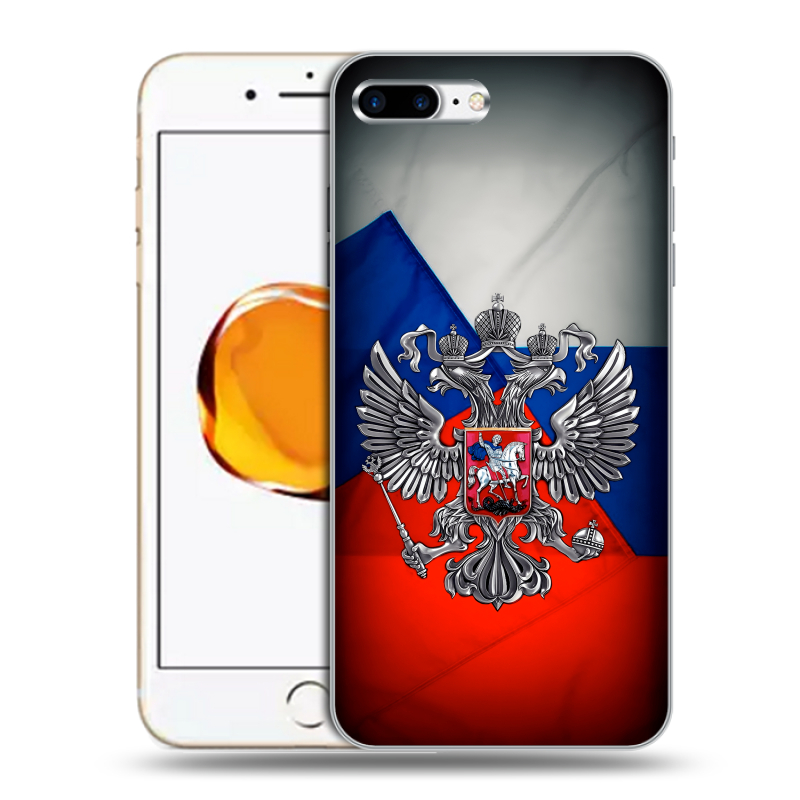 Силиконовый чехол на Iphone 7 Plus с принтом Флаг России Силиконовый чехол на Iphone 7 Plus с принтом Флаг России