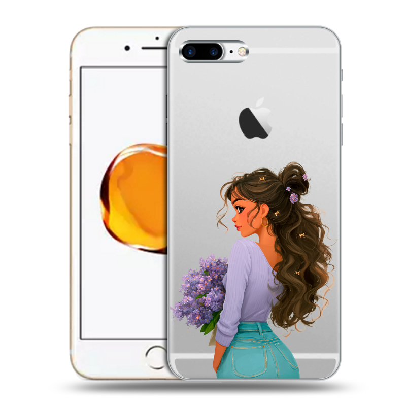 Пластиковый чехол на Iphone 7 Plus с принтом девушка цветы Пластиковый чехол на Iphone 7 Plus с принтом девушка цветы