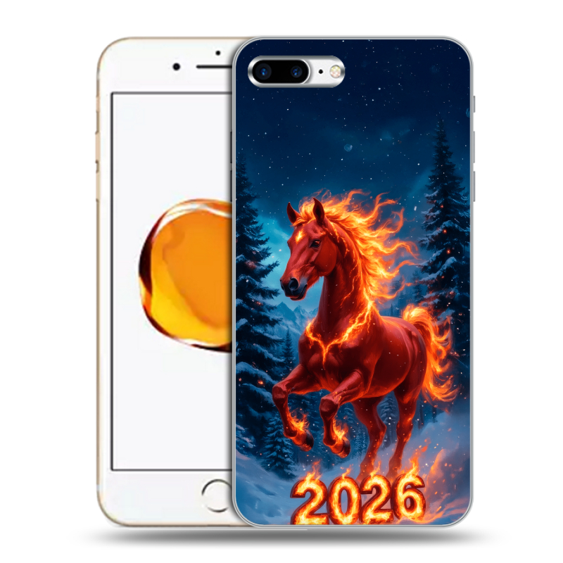 Пластиковый чехол на Iphone 7 Plus с принтом Новый год коня Пластиковый чехол на Iphone 7 Plus с принтом Новый год коня