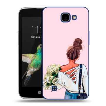 Пластиковый чехол на LG K4 с принтом Девушка и букет Пластиковый чехол на LG K4 с принтом Девушка и букет