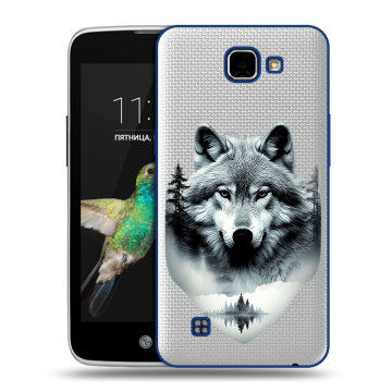 Пластиковый чехол на LG K4 с принтом Волк в лесу Пластиковый чехол на LG K4 с принтом Волк в лесу