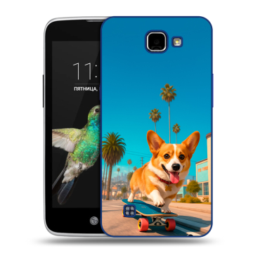 Пластиковый чехол на LG K4 с принтом Корги на скейте Пластиковый чехол на LG K4 с принтом Корги на скейте