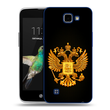 Пластиковый чехол на LG K4 с принтом Герб России желтый Пластиковый чехол на LG K4 с принтом Герб России желтый