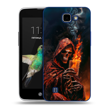 Пластиковый чехол на LG K4 с принтом Скелет и карты