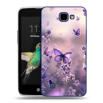Пластиковый чехол на LG K4 с принтом бабочки и лаванда Пластиковый чехол на LG K4 с принтом бабочки и лаванда