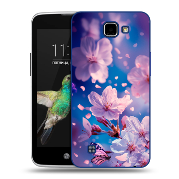 Пластиковый чехол на LG K4 с принтом цветы бабочки