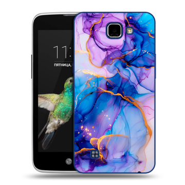Пластиковый чехол на LG K4 с принтом синий мрамор Пластиковый чехол на LG K4 с принтом синий мрамор