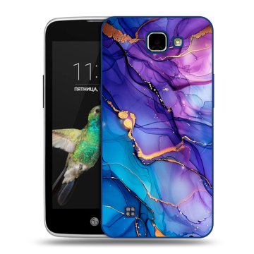 Пластиковый чехол на LG K4 с принтом синий мрамор Пластиковый чехол на LG K4 с принтом синий мрамор