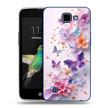 Пластиковый чехол на LG K4 с принтом цветы бабочки