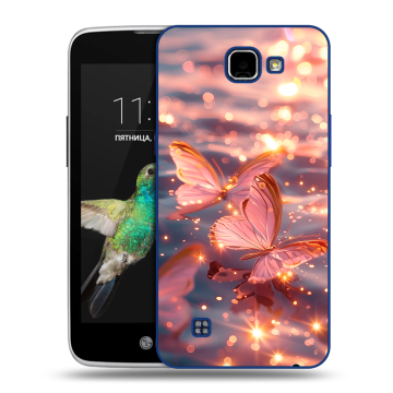Пластиковый чехол на LG K4 с принтом бабочки розовые Пластиковый чехол на LG K4 с принтом бабочки розовые