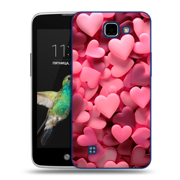 Пластиковый чехол на LG K4 с принтом розовые сердечки