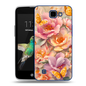 Пластиковый чехол на LG K4 с принтом Цветы и бабочки Пластиковый чехол на LG K4 с принтом Цветы и бабочки