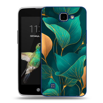 Пластиковый чехол на LG K4 с принтом Листья и золото Пластиковый чехол на LG K4 с принтом Листья и золото