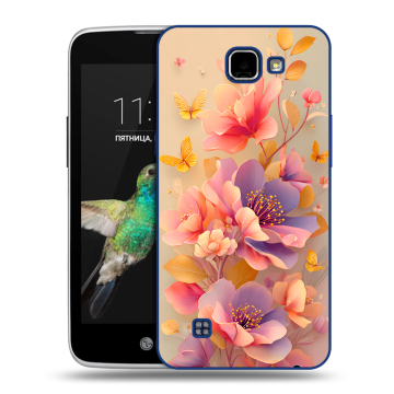 Пластиковый чехол на LG K4 с принтом Цветы и бабочки Пластиковый чехол на LG K4 с принтом Цветы и бабочки