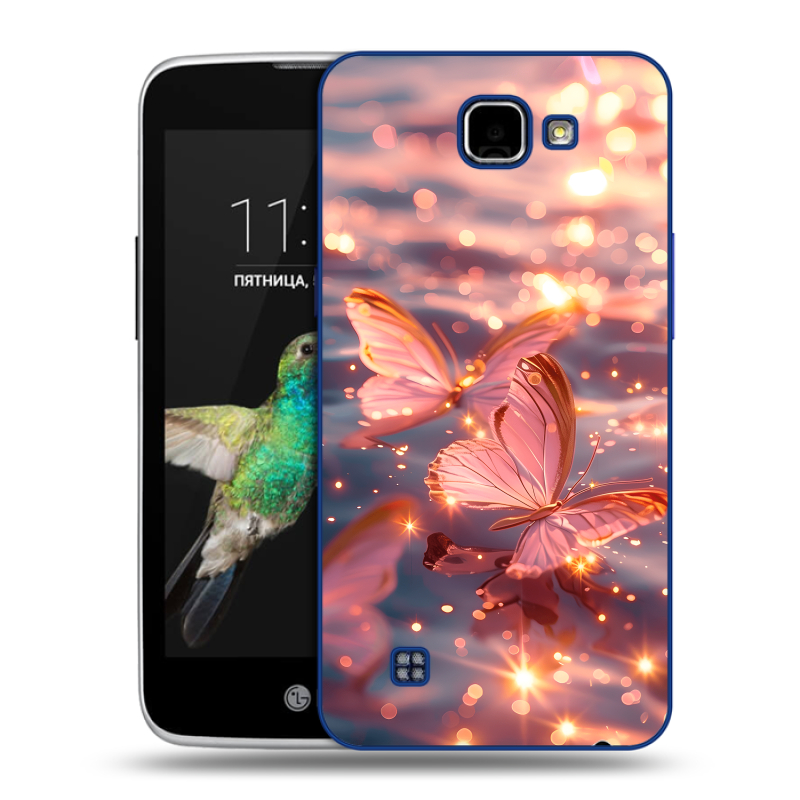 Пластиковый чехол на LG K4 с принтом бабочки розовые Пластиковый чехол на LG K4 с принтом бабочки розовые