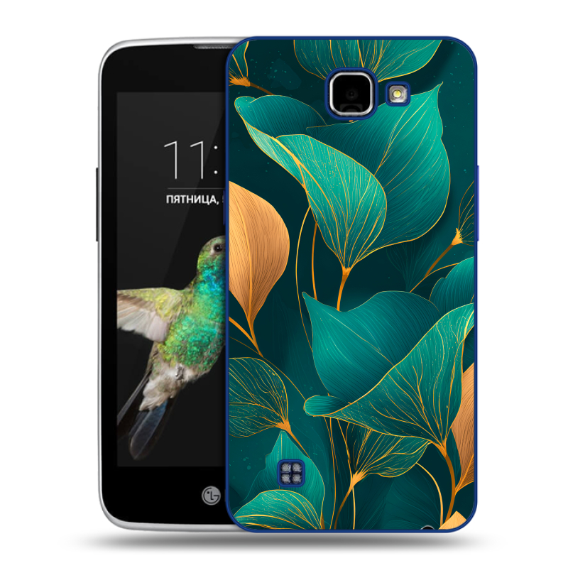 Пластиковый чехол на LG K4 с принтом Листья и золото Пластиковый чехол на LG K4 с принтом Листья и золото