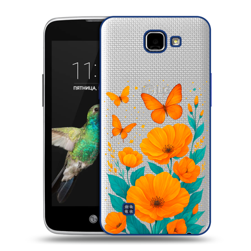 Пластиковый чехол на LG K4 с принтом цветы бабочки Пластиковый чехол на LG K4 с принтом цветы бабочки