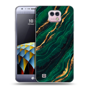 Силиконовый чехол на LG X cam с принтом Мрамор зеленое золото Силиконовый чехол на LG X cam с принтом Мрамор зеленое золото
