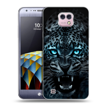 Силиконовый чехол на LG X cam с принтом Темный леопард Силиконовый чехол на LG X cam с принтом Темный леопард