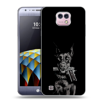 Силиконовый чехол на LG X cam с принтом Доберман и пистолет Силиконовый чехол на LG X cam с принтом Доберман и пистолет