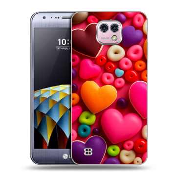 Силиконовый чехол на LG X cam с принтом Сердечки Силиконовый чехол на LG X cam с принтом Сердечки