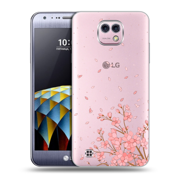 Силиконовый чехол на LG X cam с принтом Ветка сакуры