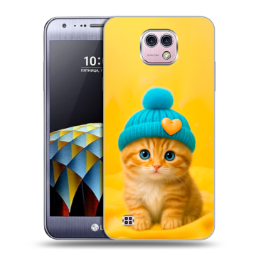 Силиконовый чехол на LG X cam с принтом Котенок в шапке