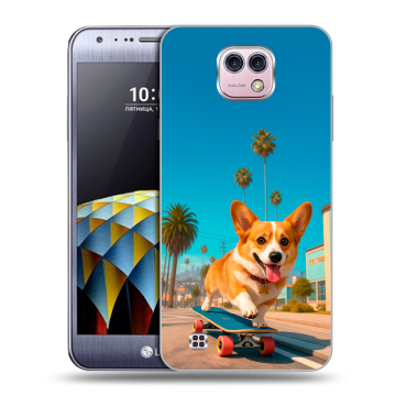 Силиконовый чехол на LG X cam с принтом Корги на скейте Силиконовый чехол на LG X cam с принтом Корги на скейте