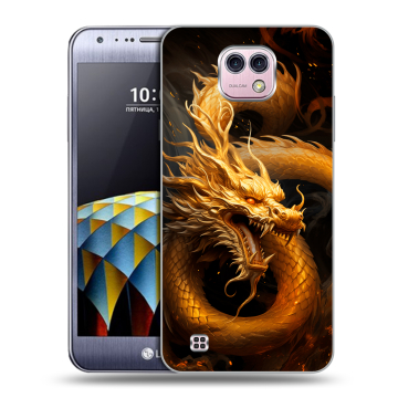 Силиконовый чехол на LG X cam с принтом Золотой дракон Силиконовый чехол на LG X cam с принтом Золотой дракон