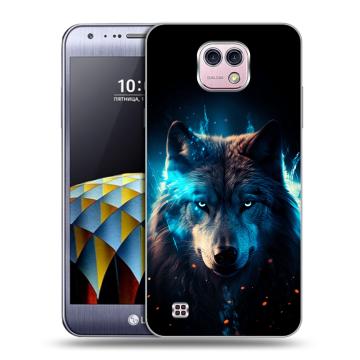 Силиконовый чехол на LG X cam с принтом Волк ночной Силиконовый чехол на LG X cam с принтом Волк ночной