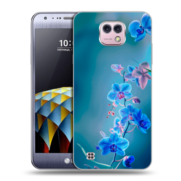 Силиконовый чехол на LG X cam с принтом Голубые цветы Силиконовый чехол на LG X cam с принтом Голубые цветы
