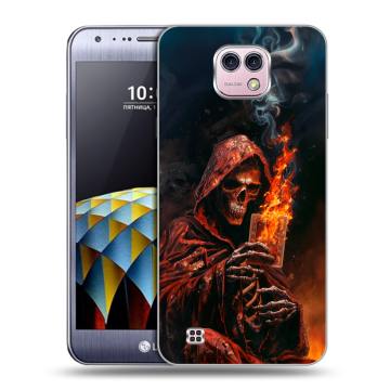 Силиконовый чехол на LG X cam с принтом Скелет и карты