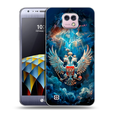 Силиконовый чехол на LG X cam с принтом Герб флаг России