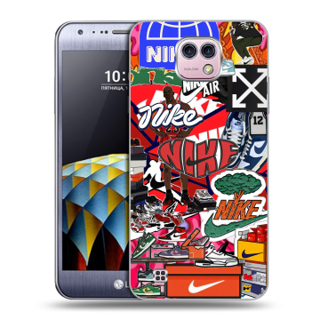 Силиконовый чехол на LG X cam с принтом Найк Nike яркий