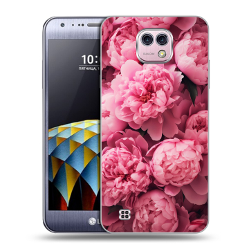 Силиконовый чехол на LG X cam с принтом цветы пионы