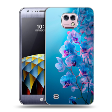 Силиконовый чехол на LG X cam с принтом голубые орхидеи